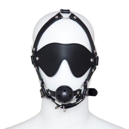 Imbracatura per viso con maschera per occhi e morso total head harness restraint black - obrazek 2