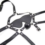 Imbracatura per viso con maschera per occhi e morso total head harness restraint black - obrazek 4