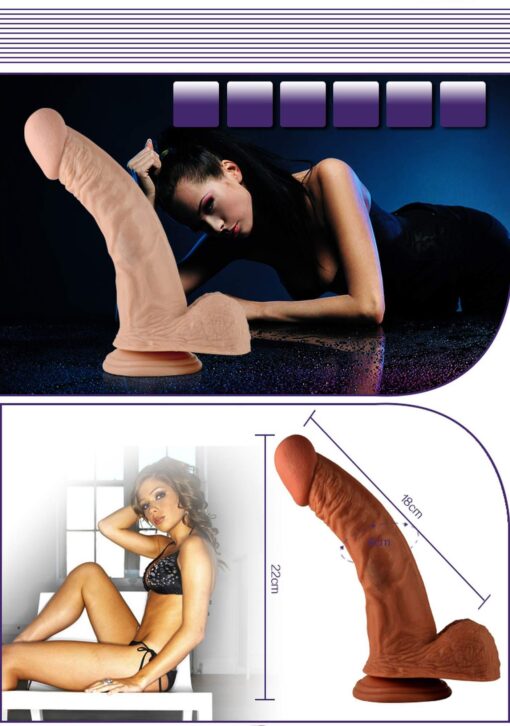 8.5"" real extreme vibrating dildo flesh - obrazek 6