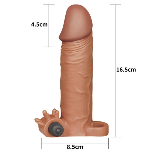 Add 2"" pleasure x tender vibrating penis sleeve brown - obrazek 2