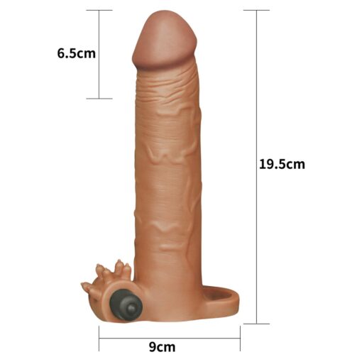 Add 3" pleasure x tender vibrating penis sleeve brown - obrazek 3