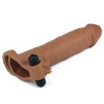Add 3" pleasure x tender vibrating penis sleeve brown - obrazek 4