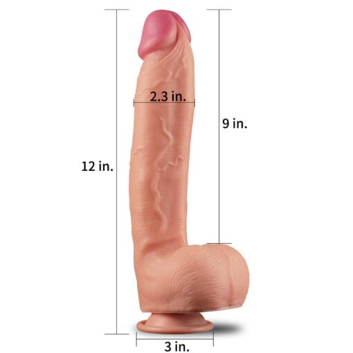 12"" dual layered platinum silicone cock - obrazek 2