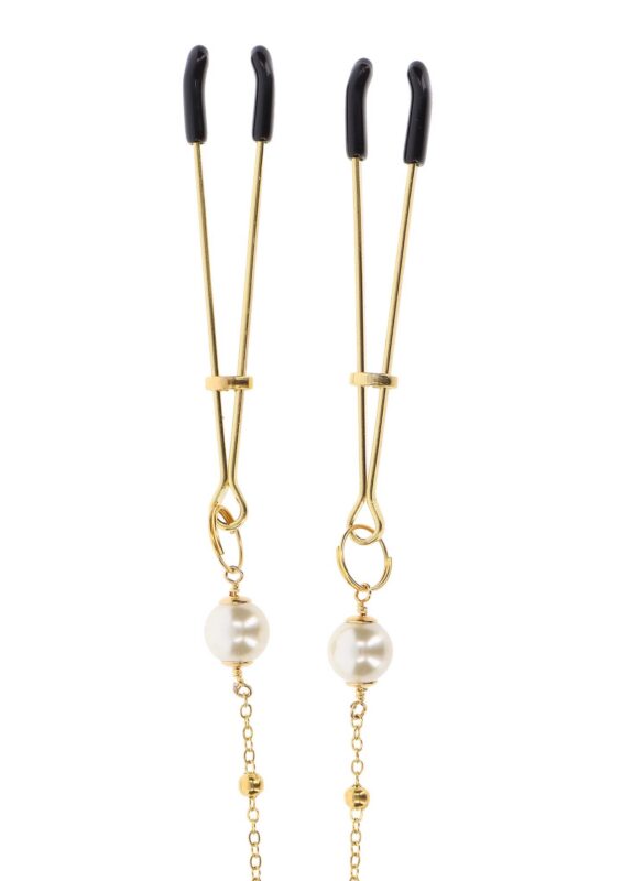 Tweezers pearl & deluxe chain gold - obrazek 4