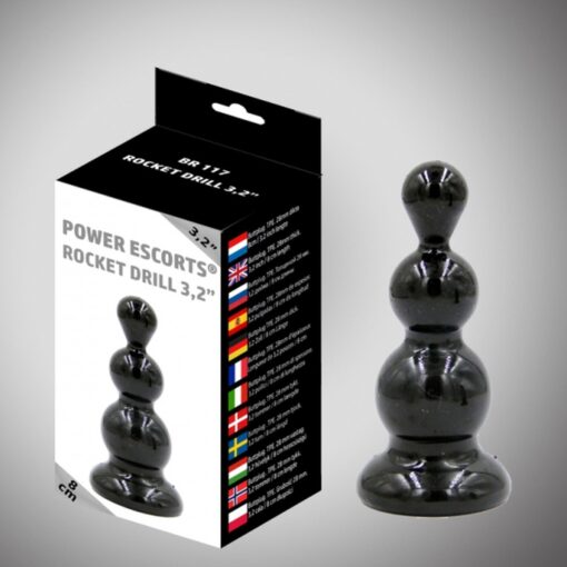 Rocket drill 3,2 inch black  anal plug 3,2 inch / 8 cm - obrazek 3
