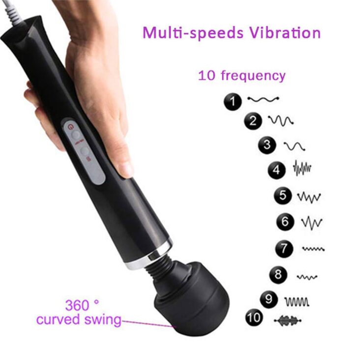 Stymulator-magic massager wand cable 110-240v purple 10 function - obrazek 9