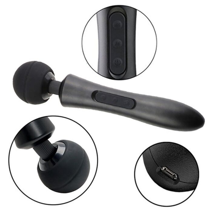 Stymulator-massager ultra powerful -big usb black 20 function - obrazek 3