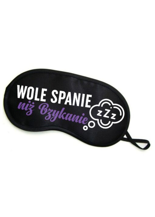 Maska-opaska na oczy "wolĘ spanie niŻ bzykanie" - obrazek 2
