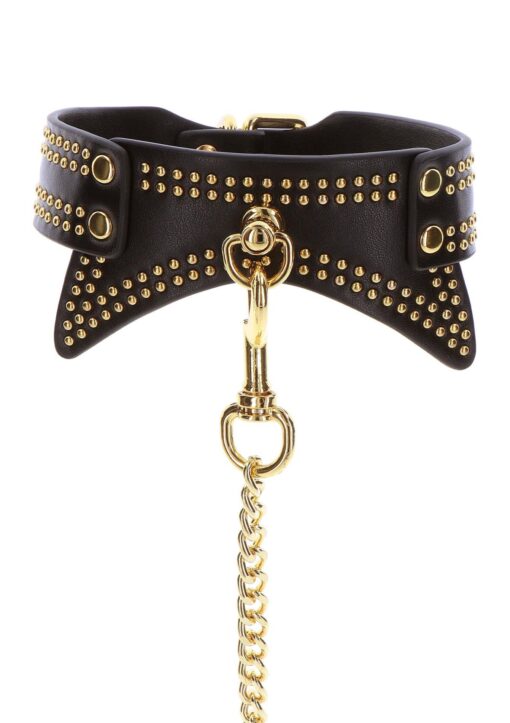 Studded collar and leash black - obrazek 10