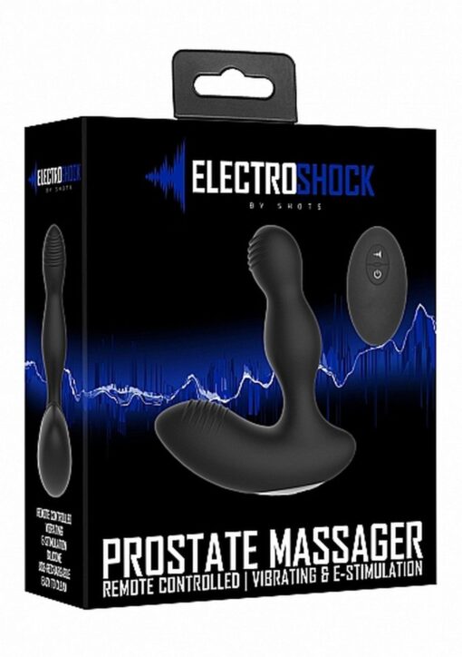 Remote controlled e-stim & vibrating prostate massager - black - obrazek 2