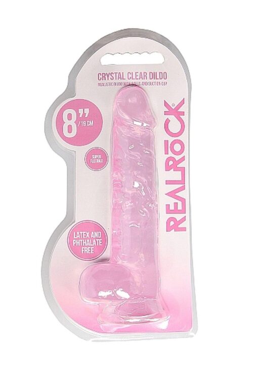 8"" / 20 cm realistic dildo with balls - pink - obrazek 2