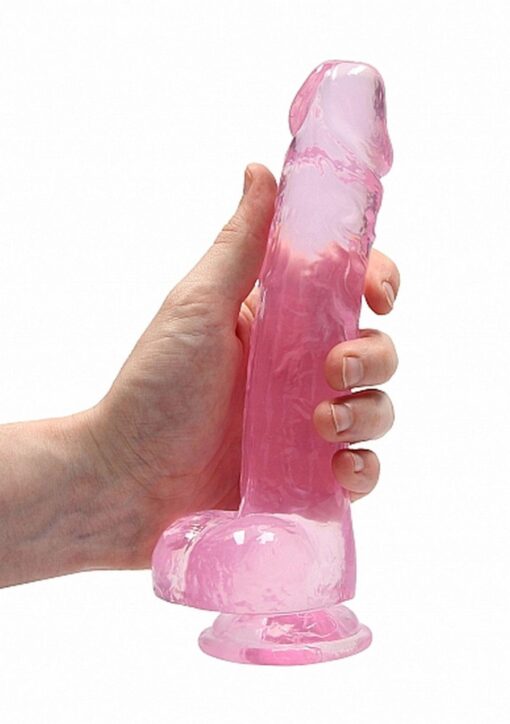 8"" / 20 cm realistic dildo with balls - pink - obrazek 7