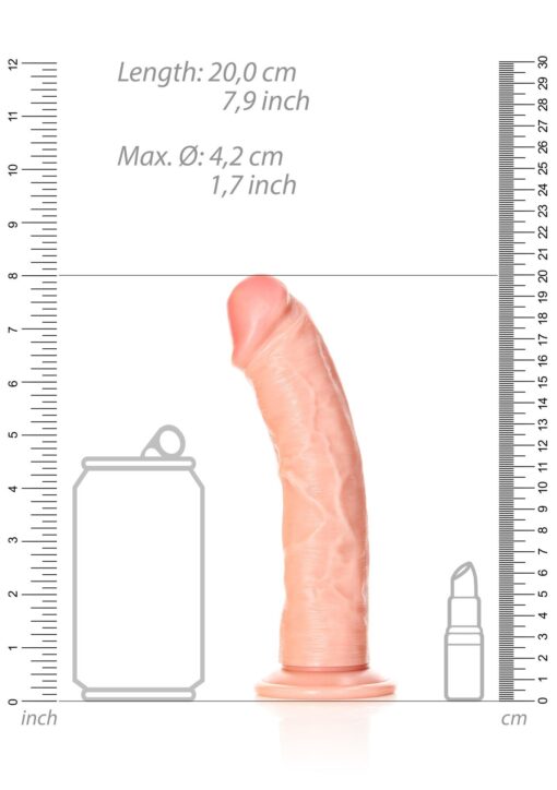 Curved realistic dildo with suction cup - 7"/ 18 cm - obrazek 7
