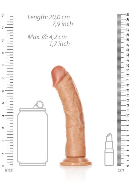 Curved realistic dildo with suction cup - 7"/ 18 cm - obrazek 7