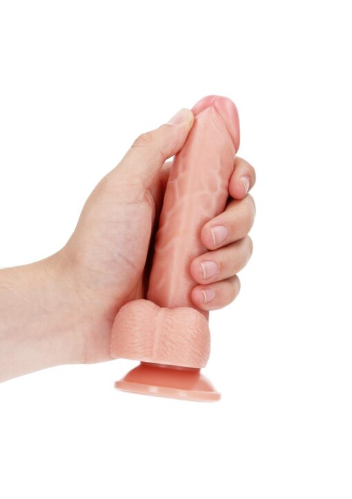 Curved realistic dildo  balls  suction cup - 6"/ 15,5 cm - obrazek 5