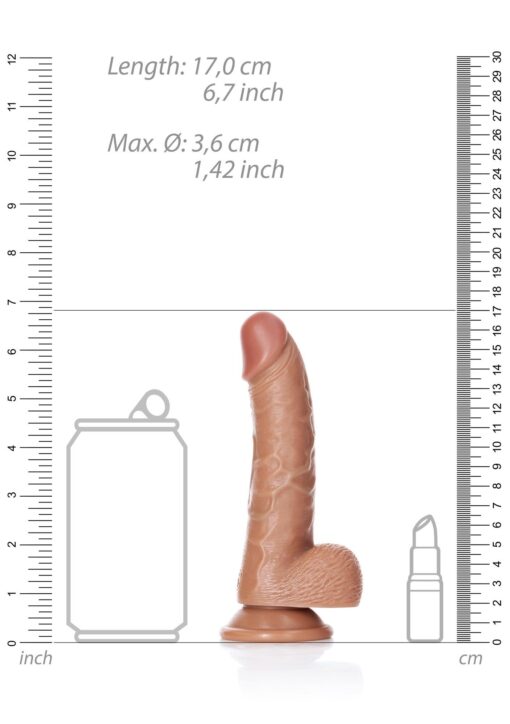 Curved realistic dildo  balls  suction cup - 6"/ 15,5 cm - obrazek 7