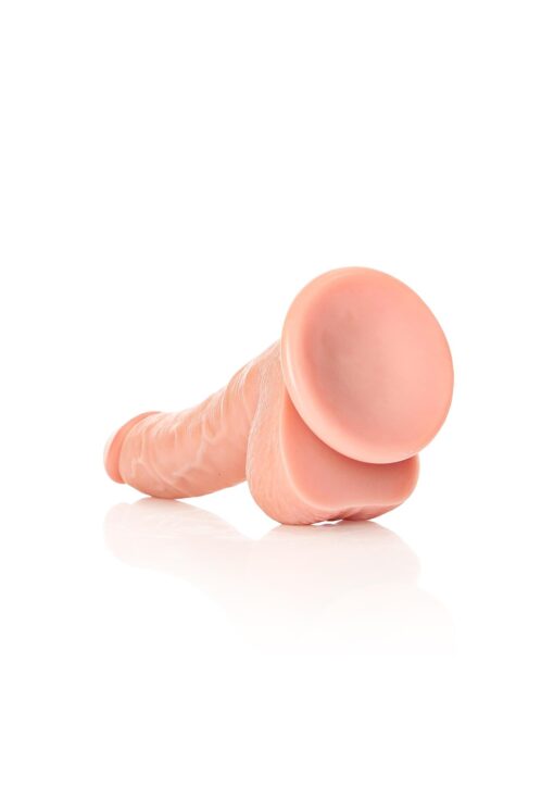Curved realistic dildo  balls  suction cup - 7"/ 18 cm - obrazek 4