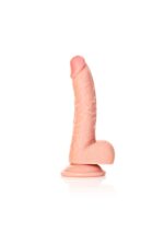 Curved realistic dildo  balls  suction cup - 7"/ 18 cm - obrazek 5