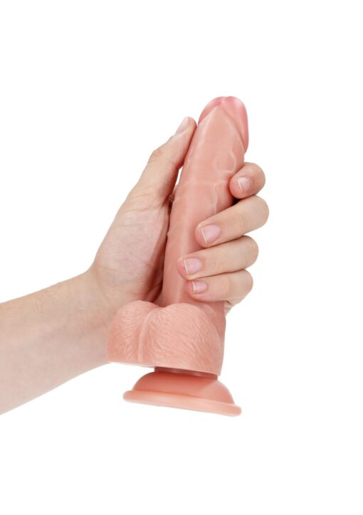 Curved realistic dildo  balls  suction cup - 7"/ 18 cm - obrazek 6