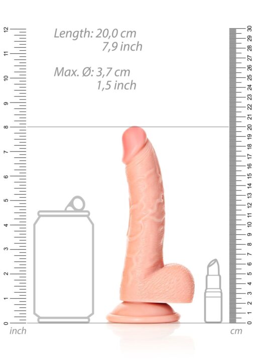 Curved realistic dildo  balls  suction cup - 7"/ 18 cm - obrazek 7