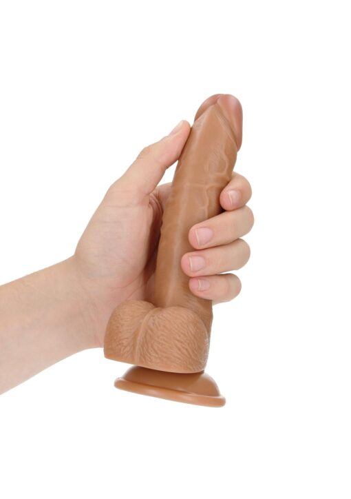 Curved realistic dildo  balls  suction cup - 7"/ 18 cm - obrazek 6