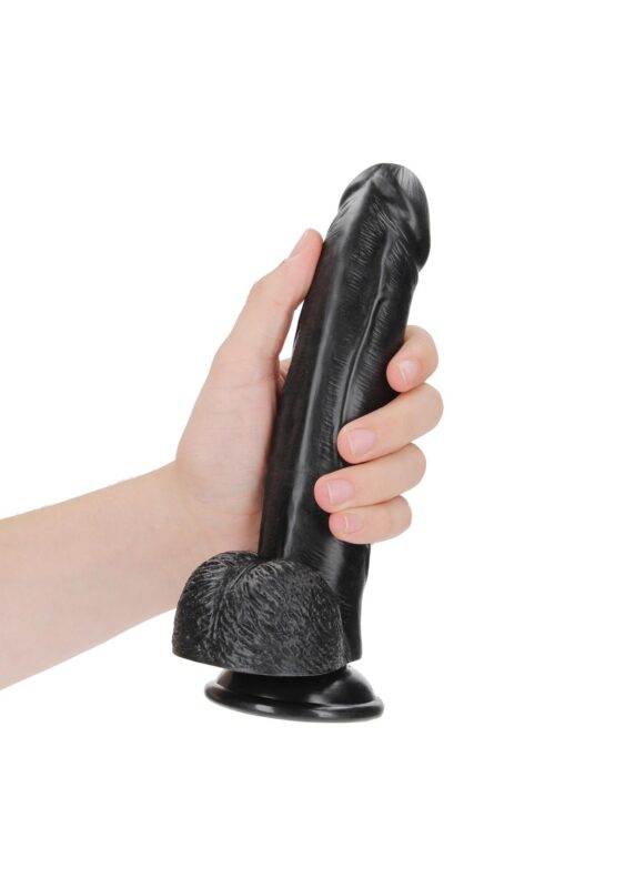 Curved realistic dildo  balls  suction cup - 8"/ 20,5 cm - obrazek 5