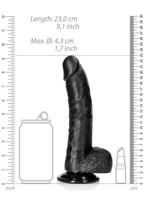 Curved realistic dildo  balls  suction cup - 8"/ 20,5 cm - obrazek 7
