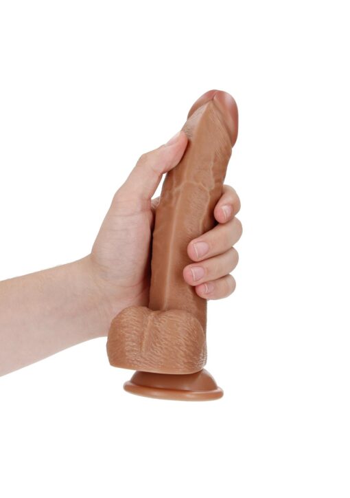 Curved realistic dildo  balls  suction cup - 8"/ 20,5 cm - obrazek 5