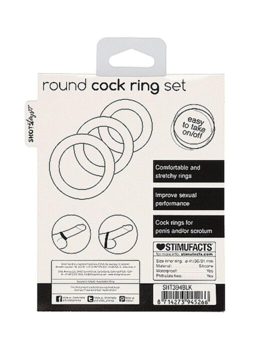 Round cock ring set - black - obrazek 3