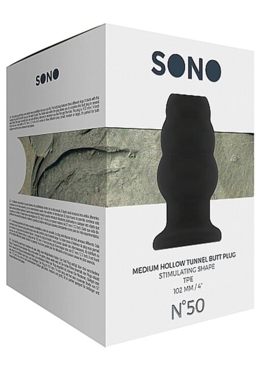 No.50 - medium hollow tunnel butt plug - 4 inch - black - obrazek 4