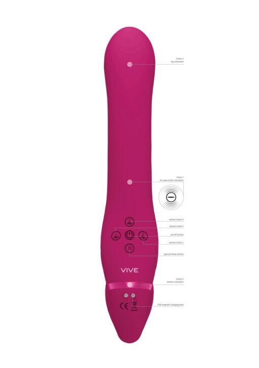 Ai - dual vibrating & air wave tickler strapless strapon - obrazek 6