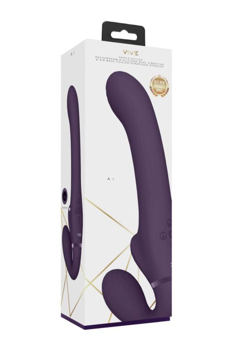 Ai - dual vibrating & air wave tickler strapless strapon - obrazek 2