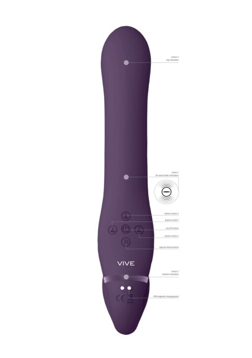 Ai - dual vibrating & air wave tickler strapless strapon - obrazek 6