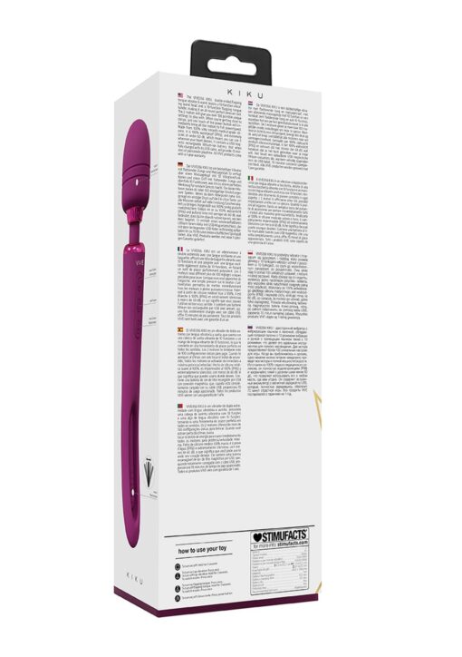 Vive - kiku - rechargeable double ended wand with innovative g-spot flapping stimulator - pink - obrazek 4