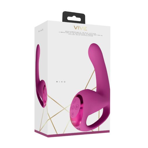 Riko - rechargeable triple action thumper with advanced finger motion & pulse wave stimulator - pink - obrazek 2