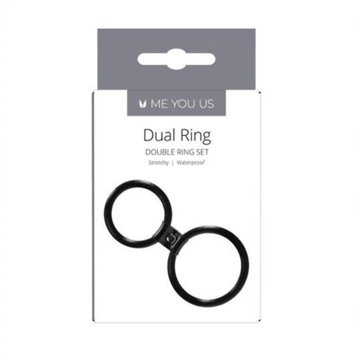 Pierścień- me you us dual ring cock ring black - obrazek 2