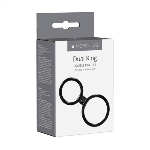 Pierścień- me you us dual ring cock ring black - obrazek 3