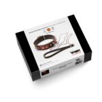 Wiązania-whips obroża niewolnika ze smyczą, koniakowa - obrazek 5