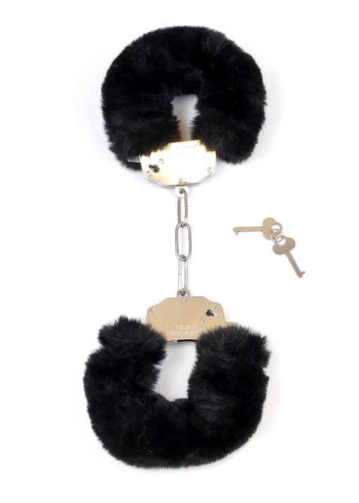 Kajdanki fetish b - series- furry cuffs black - obrazek 2
