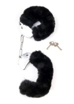 Kajdanki fetish b - series- furry cuffs black - obrazek 3