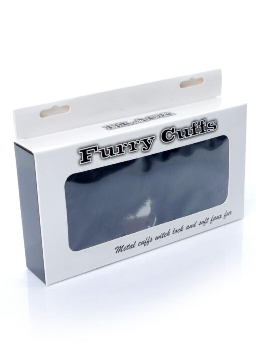 Kajdanki fetish b - series- furry cuffs black - obrazek 5