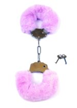 Kajdanki fetish b - series- furry cuffs purple - obrazek 2