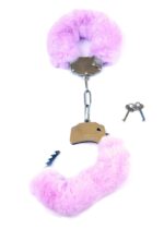 Kajdanki fetish b - series- furry cuffs purple - obrazek 3