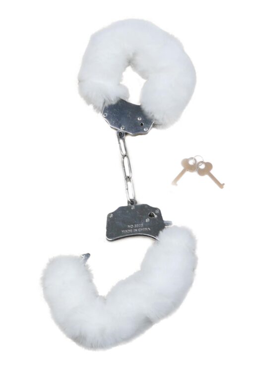 Kajdanki fetish b - series - furry cuffs white - obrazek 3