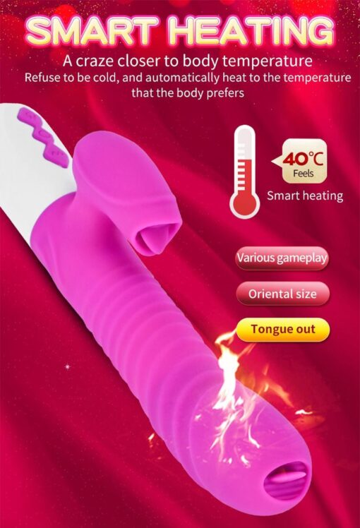 Wibrator-silicone vibrator usb 7 function and thrusting function / heating, purple - obrazek 4