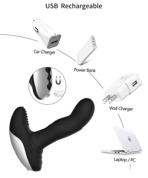 Wibrator-silicone massager usb 7 function + pulsator / heating black - obrazek 6