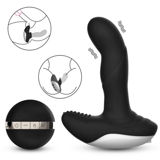 Wibrator-silicone massager usb 7 function + pulsator / heating black - obrazek 10