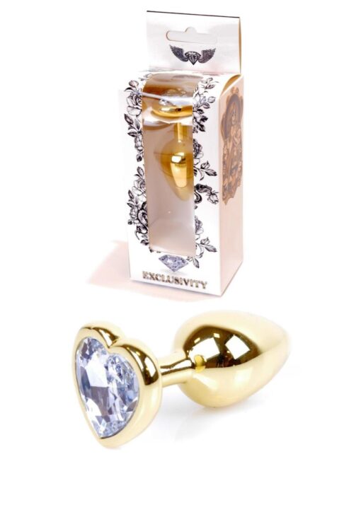 Plug-jewellery gold  heart plug- clear - obrazek 8