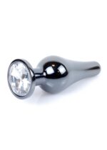 Plug-jewellery dark silver butt plug- clear - obrazek 7