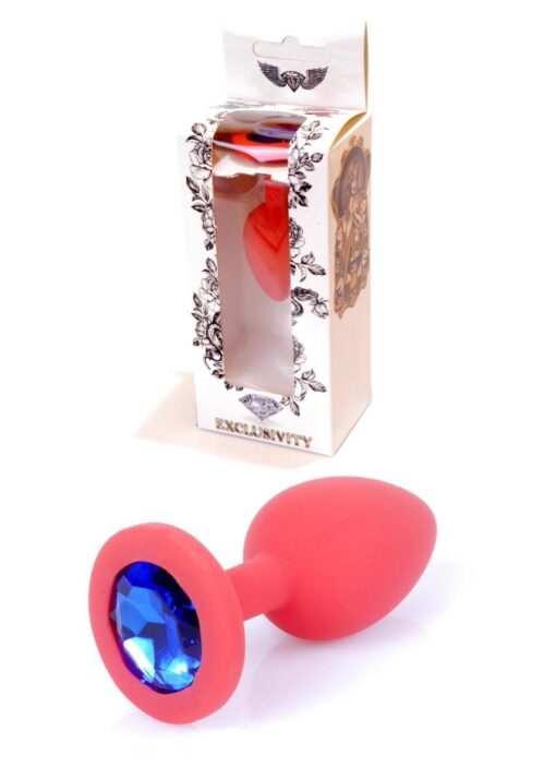 Plug-jewellery red silicon plug small- blue diamond - obrazek 8
